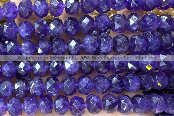 AMET27 15 inches 8*10mm faceted rondelle natural amethyst beads