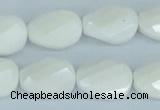 CAA14 15.5 inches 13*18mm faceted & twisted oval white agate beads