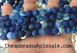 CAA1507 15.5 inches 10mm round matte banded agate beads wholesale