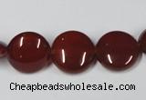CAA157 15.5 inches 15mm flat round red agate gemstone beads