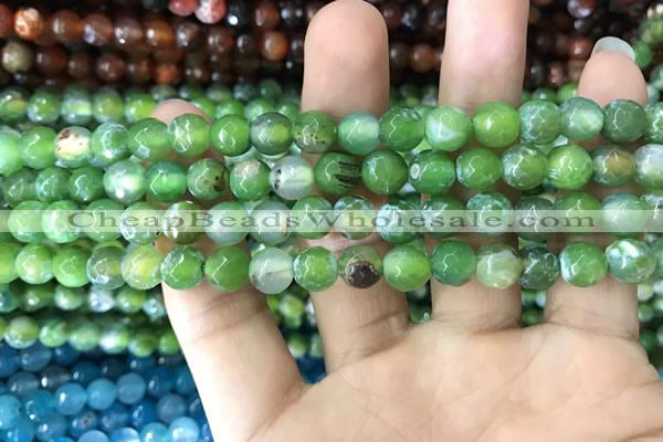 CAA1719 15 inches 8mm faceted round fire crackle agate beads