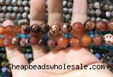 CAA1734 15 inches 10mm faceted round fire crackle agate beads