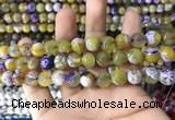 CAA1781 15 inches 10mm faceted round fire crackle agate beads
