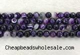 CAA2214 15.5 inches 10mm faceted round banded agate beads