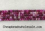 CAA2218 15.5 inches 4mm faceted round banded agate beads