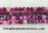 CAA2221 15.5 inches 10mm faceted round banded agate beads
