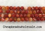 CAA2229 15.5 inches 12mm faceted round banded agate beads