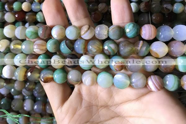CAA2266 15.5 inches 10mm faceted round banded agate beads