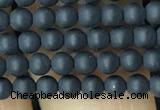 CAA2446 15.5 inches 3mm round matte black agate beads wholesale