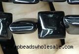 CAA2554 15.5 inches 8*8mm square black agate beads wholesale