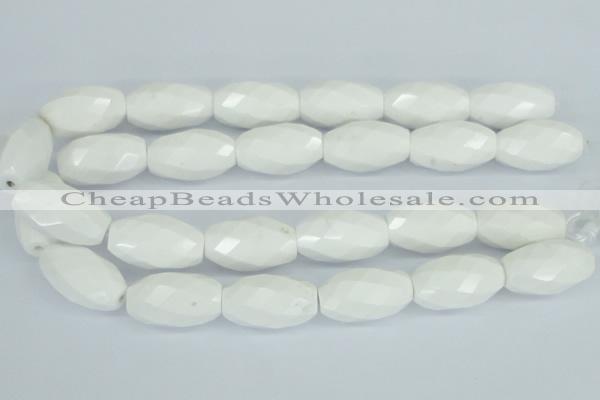 CAA29 15.5 inches 18*30mm faceted rice white agate gemstone beads