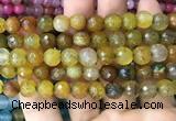 CAA3006 15 inches 8mm faceted round fire crackle agate beads wholesale