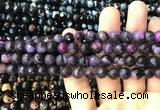CAA3015 15 inches 8mm faceted round fire crackle agate beads wholesale