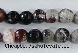 CAA386 15.5 inches 12mm faceted round fire crackle agate beads