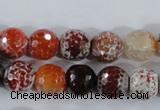 CAA387 15.5 inches 14mm faceted round fire crackle agate beads