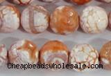 CAA391 15.5 inches 14mm faceted round fire crackle agate beads
