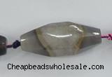 CAA419 15.5 inches 16*40mm faceted rice agate druzy geode beads