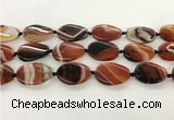 CAA4301 15.5 inches 25*30mm twisted oval line agate beads