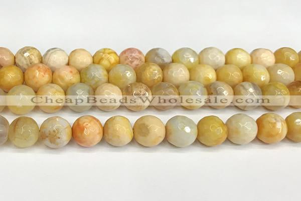 CAA5543 15 inches 12mm faceted round fire crackle agate beads
