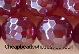 CAA5663 15 inches 12mm faceted round AB-color red agate beads