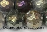 CAA5693 15 inches 12mm faceted round AB-color Indian agate beads