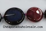 CAA597 20mm - 40mm faceted flat round dragon veins agate beads