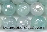 CAA6001 15 inches 8mm faceted round AB-color line agate beads
