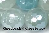 CAA6003 15 inches 12mm faceted round AB-color line agate beads