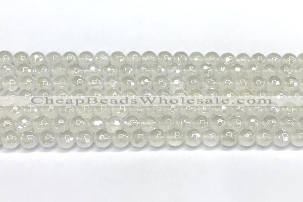 CAA6030 15 inches 6mm faceted round AB-color white agate beads