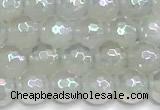 CAA6034 15 inches 6mm faceted round AB-color white agate beads