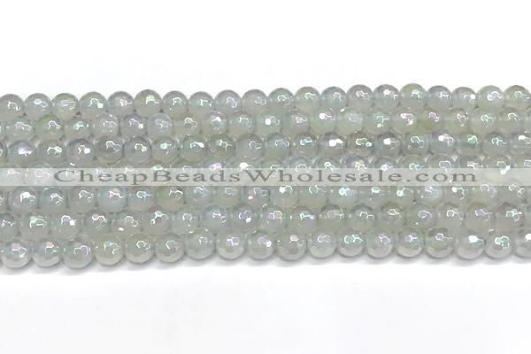 CAA6034 15 inches 6mm faceted round AB-color white agate beads