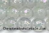 CAA6035 15 inches 8mm faceted round AB-color white agate beads