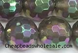 CAA6045 15 inches 12mm faceted round AB-color grey agate beads