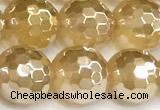 CAA6052 15 inches 10mm faceted round AB-color yellow agate beads