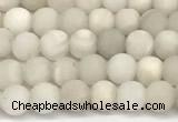 CAA6075 15 inches 4mm round matte white crazy lace agate beads