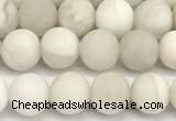 CAA6076 15 inches 6mm round matte white crazy lace agate beads