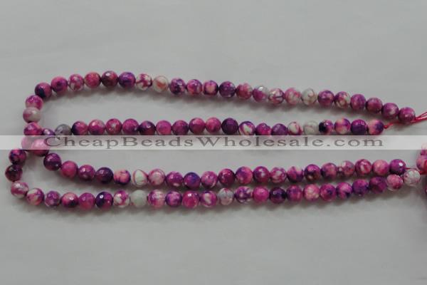 CAA795 15.5 inches 8mm faceted round fire crackle agate beads