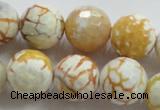 CAA816 15.5 inches 16mm faceted round fire crackle agate beads