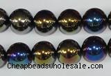 CAA851 15.5 inches 12mm round AB-color black agate beads