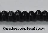 CAB340 15.5 inches 8*14mm hexagon rondelle black agate gemstone beads