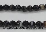 CAB347 15.5 inches 8mm faceted round black agate gemstone beads