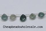 CAB414 15.5 inches 7*9mm flat teardrop moss agate gemstone beads
