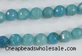 CAB653 15.5 inches 8mm faceted round fire crackle agate beads