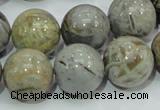 CAB70 15.5 inches 16mm round silver needle agate gemstone beads