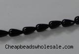 CAB732 15.5 inches 5*8mm teardrop black agate gemstone beads