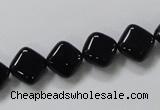 CAB765 15.5 inches 10*10mm diamond black agate gemstone beads