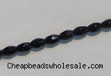 CAB789 15.5 inches 4*6mm faceted rice black agate gemstone beads