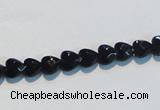 CAB824 15.5 inches 6*6mm faceted heart black agate gemstone beads