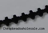 CAB845 15.5 inches 8*8mm cross black agate gemstone beads wholesale