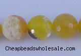 CAB967 15.5 inches 8mm faceted round fire crackle agate beads